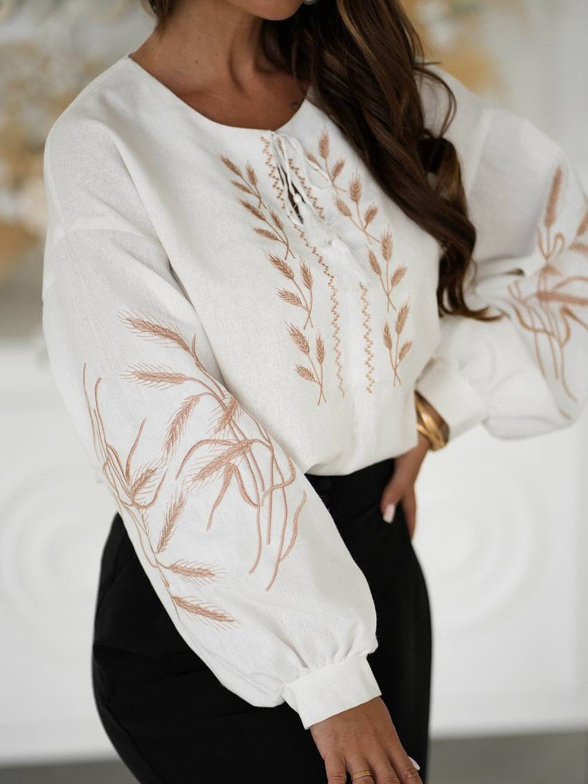 White Embroidered Blouse✨