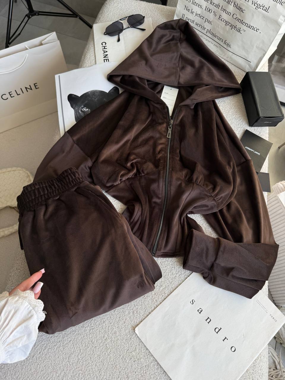 Velour set with a corset-style design