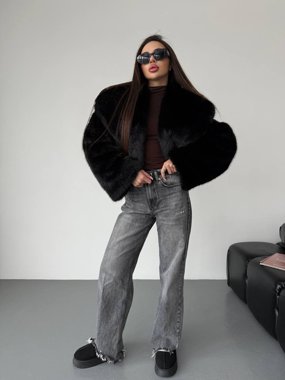 Cropped Faux Fur Coat