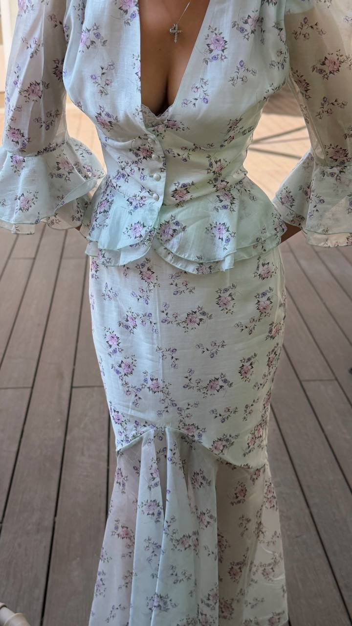 Peplum Top with a Maxi Skirt