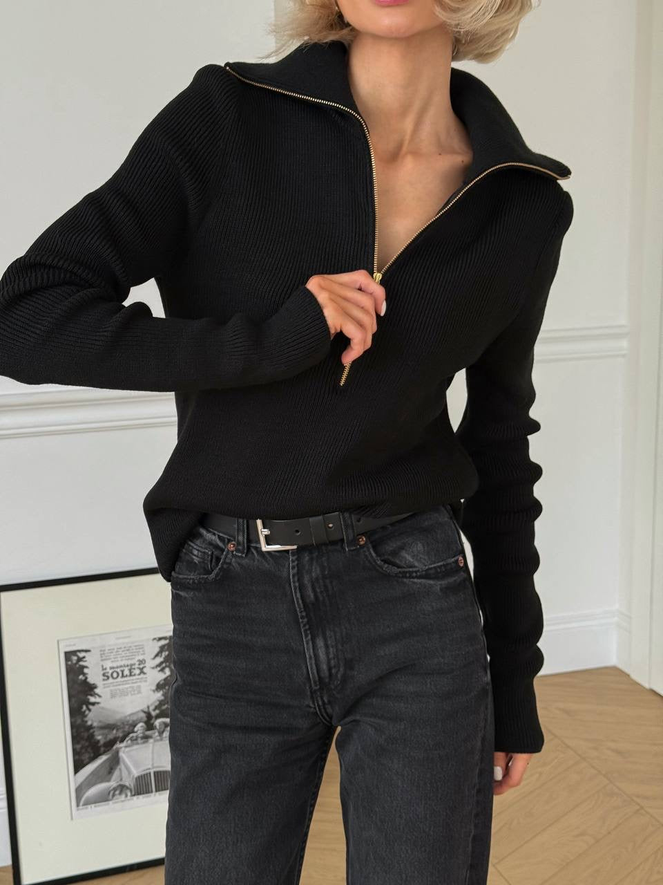 The "Gamma" Zip-Up Knit Jumper