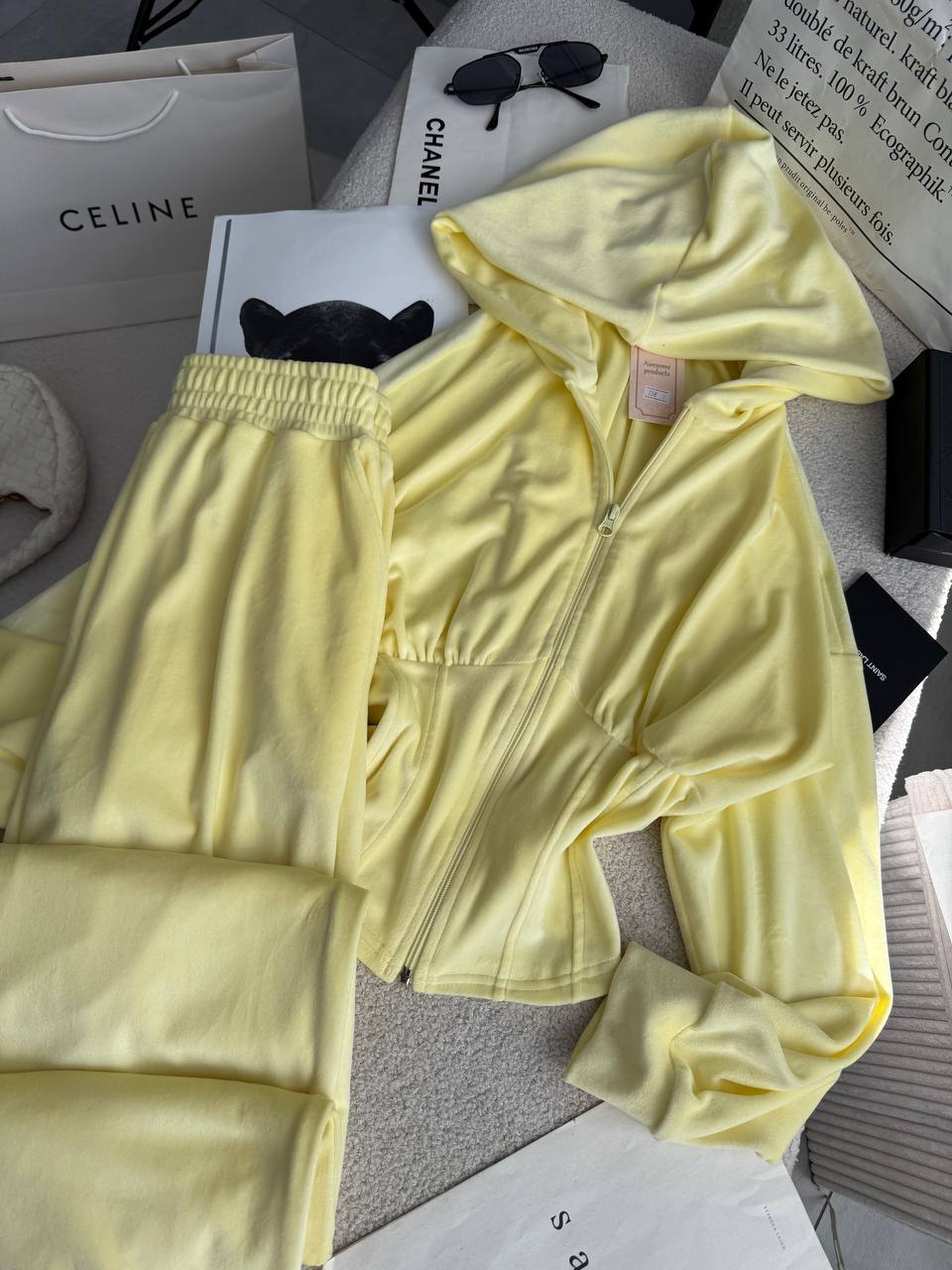 Velour set with a corset-style design