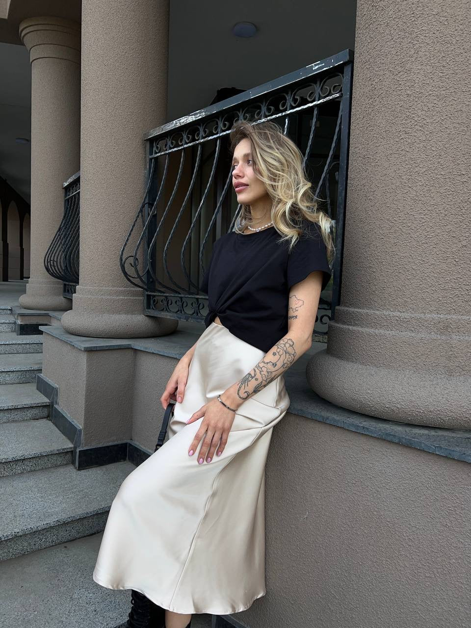 Satin Midi Skirt