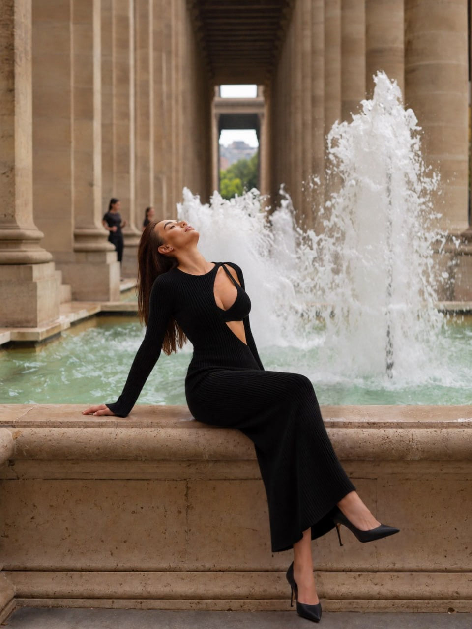 Ribbed Maxi Dress with Cut-Outs