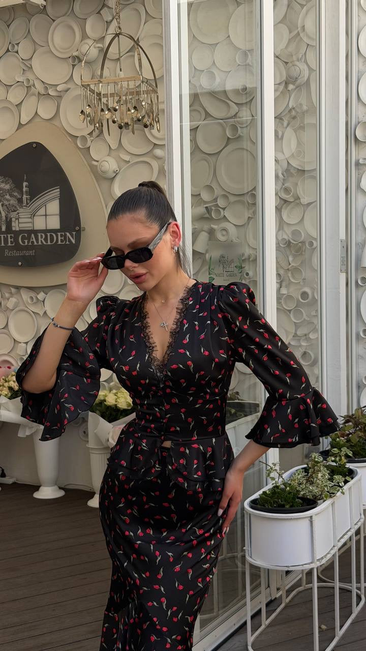 Peplum Top with a Maxi Skirt