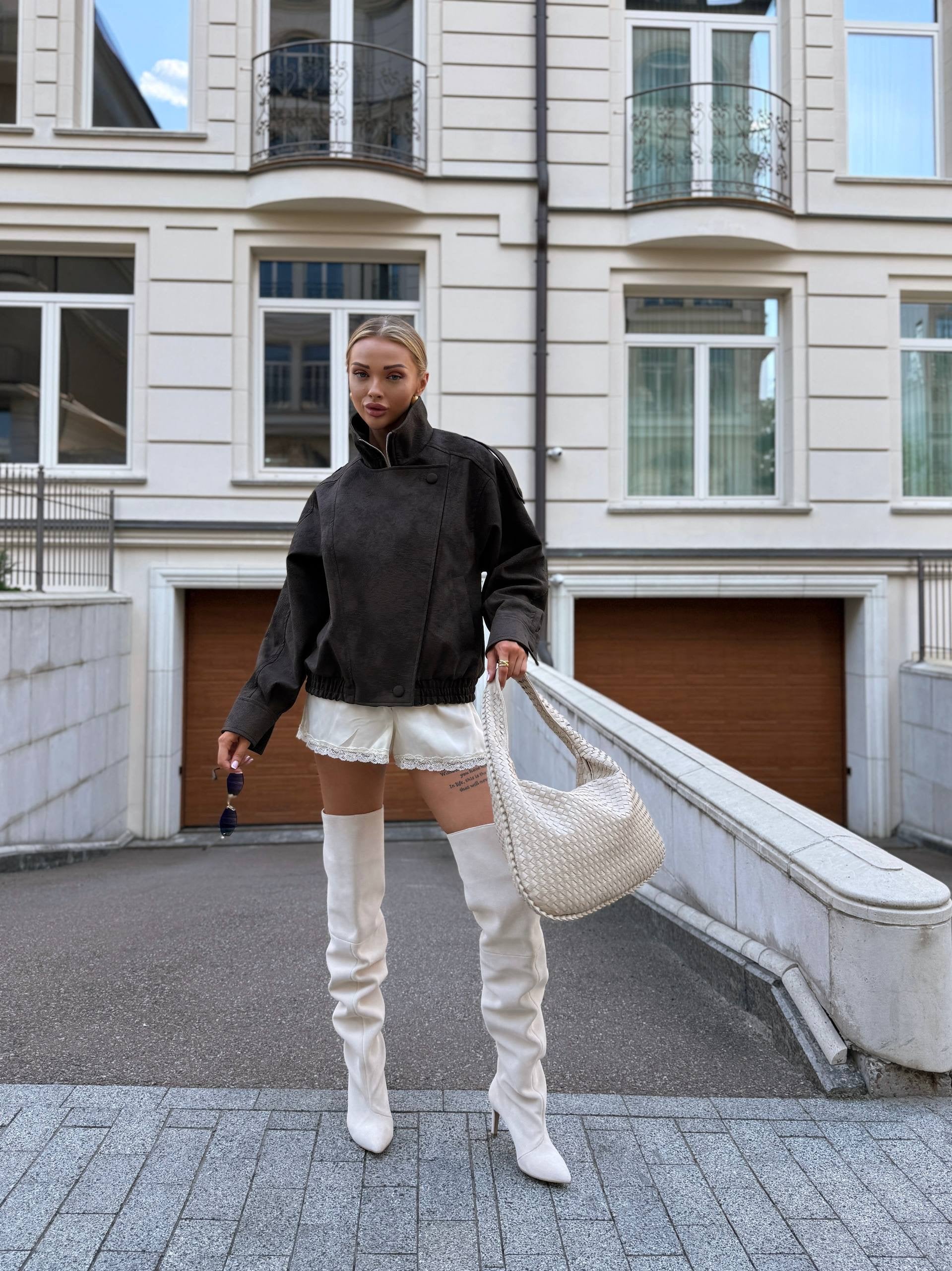 Oversized Textured Nubuck Bomber