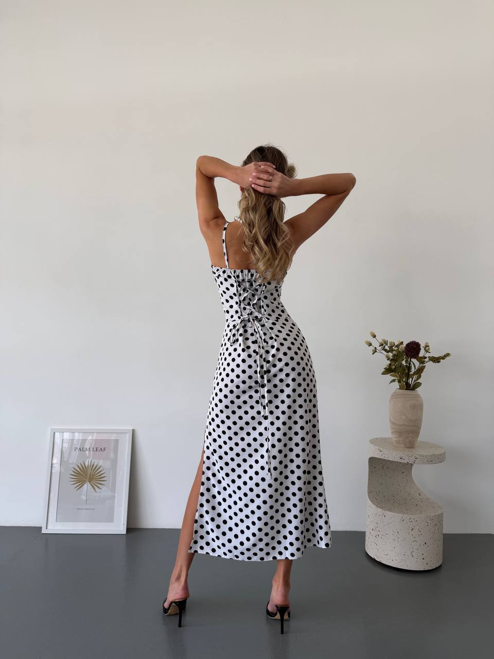 Polka Dot Dress with a Lace-up Back
