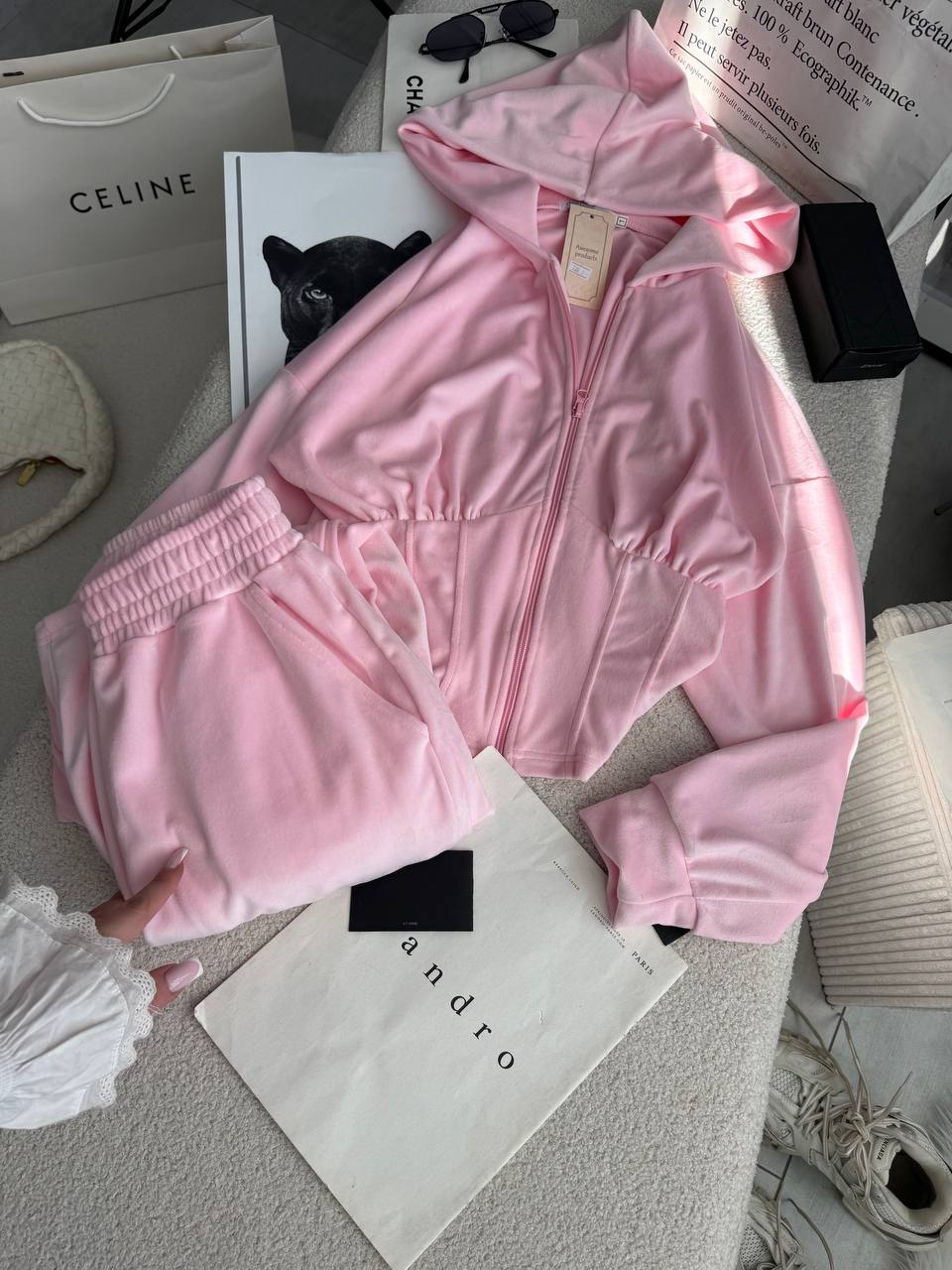 Velour set with a corset-style design