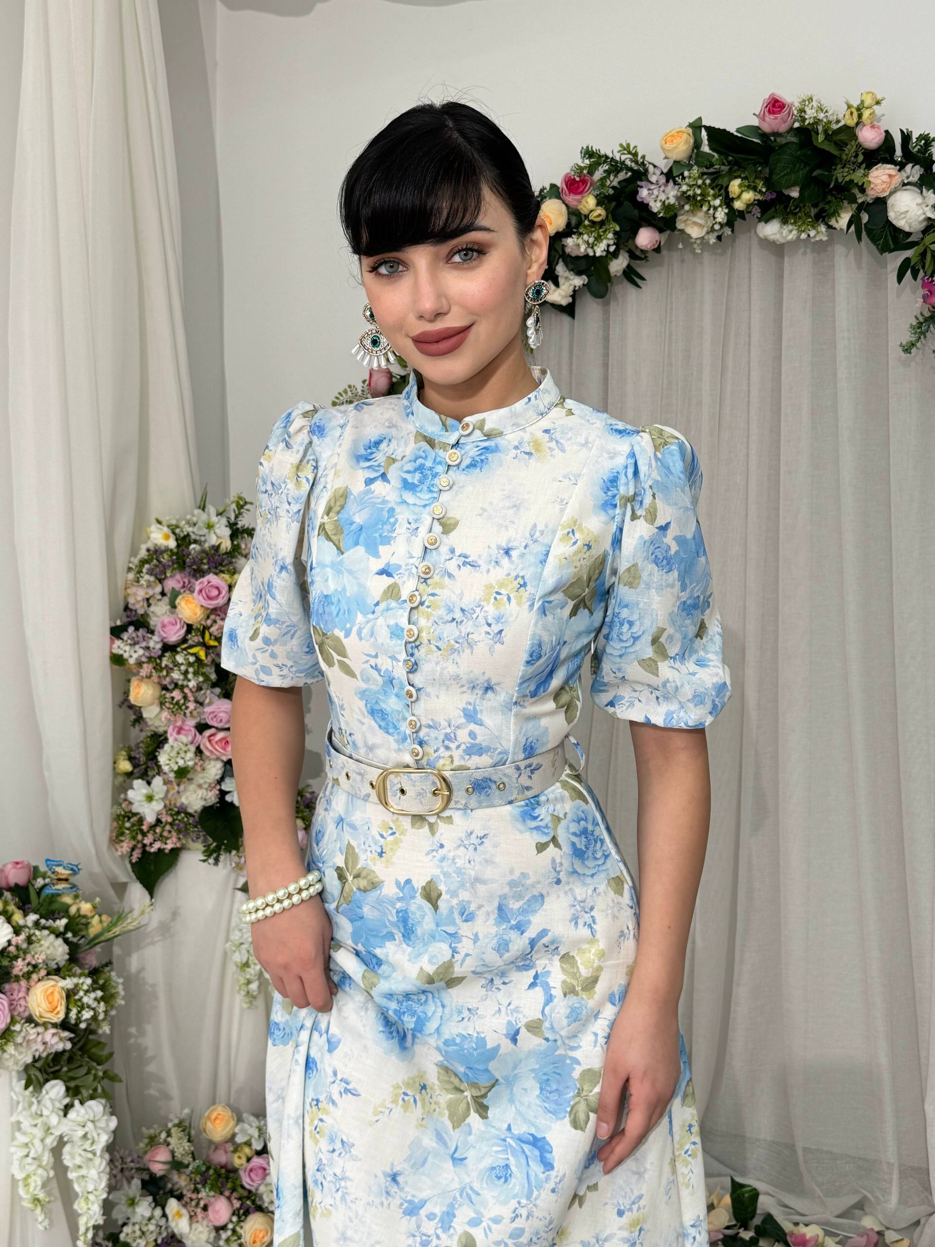 Floral midi dress with short sleeves✨