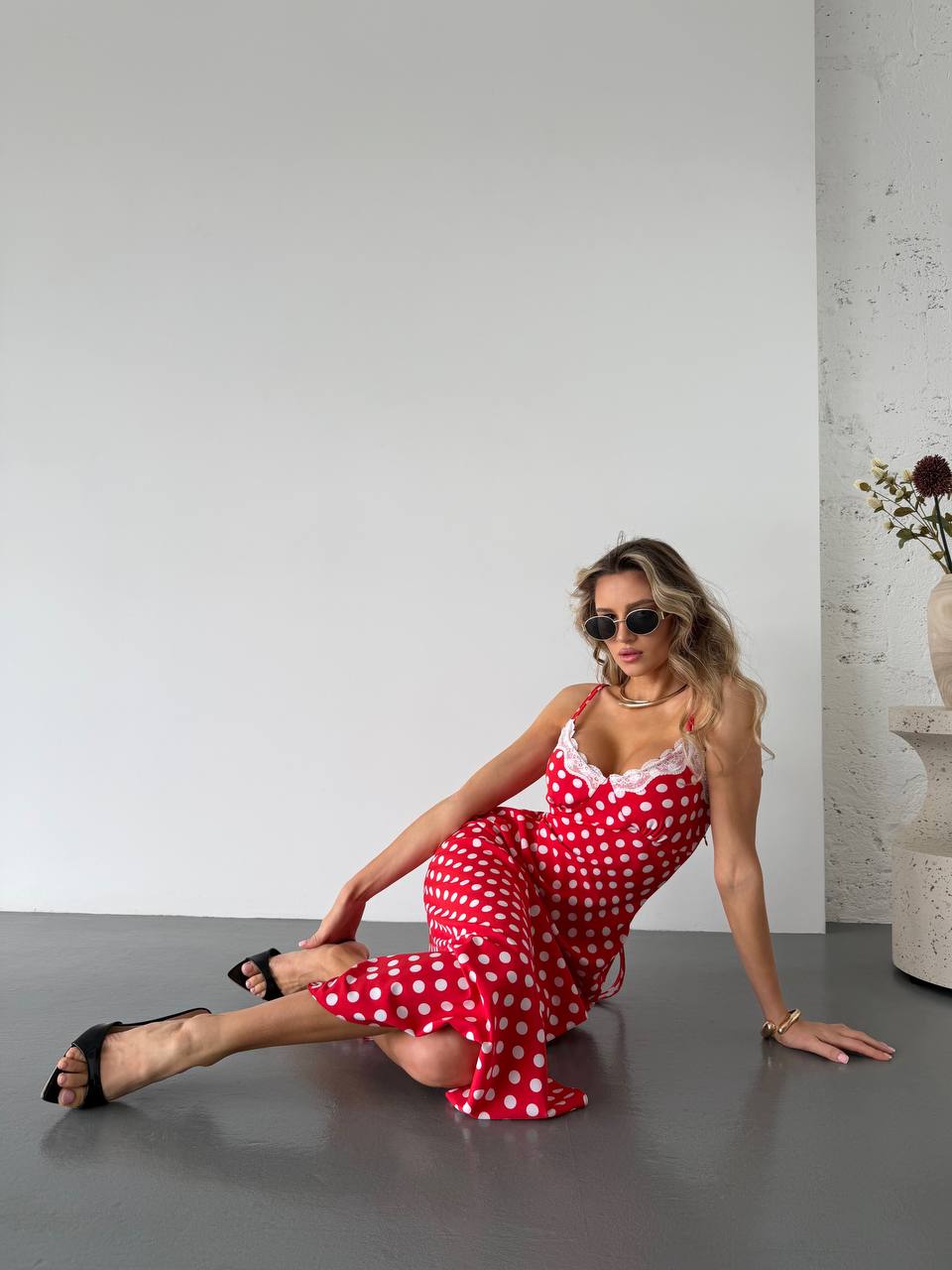 Polka Dot Dress with a Lace-up Back