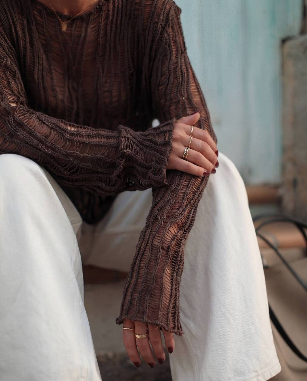 Distressed Knit Sweater