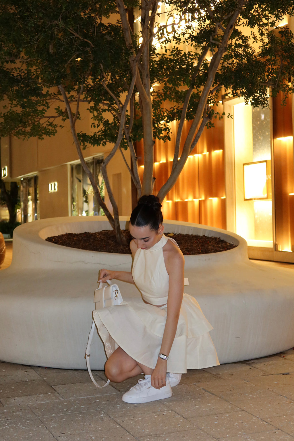 set with a crop top and flared skirt