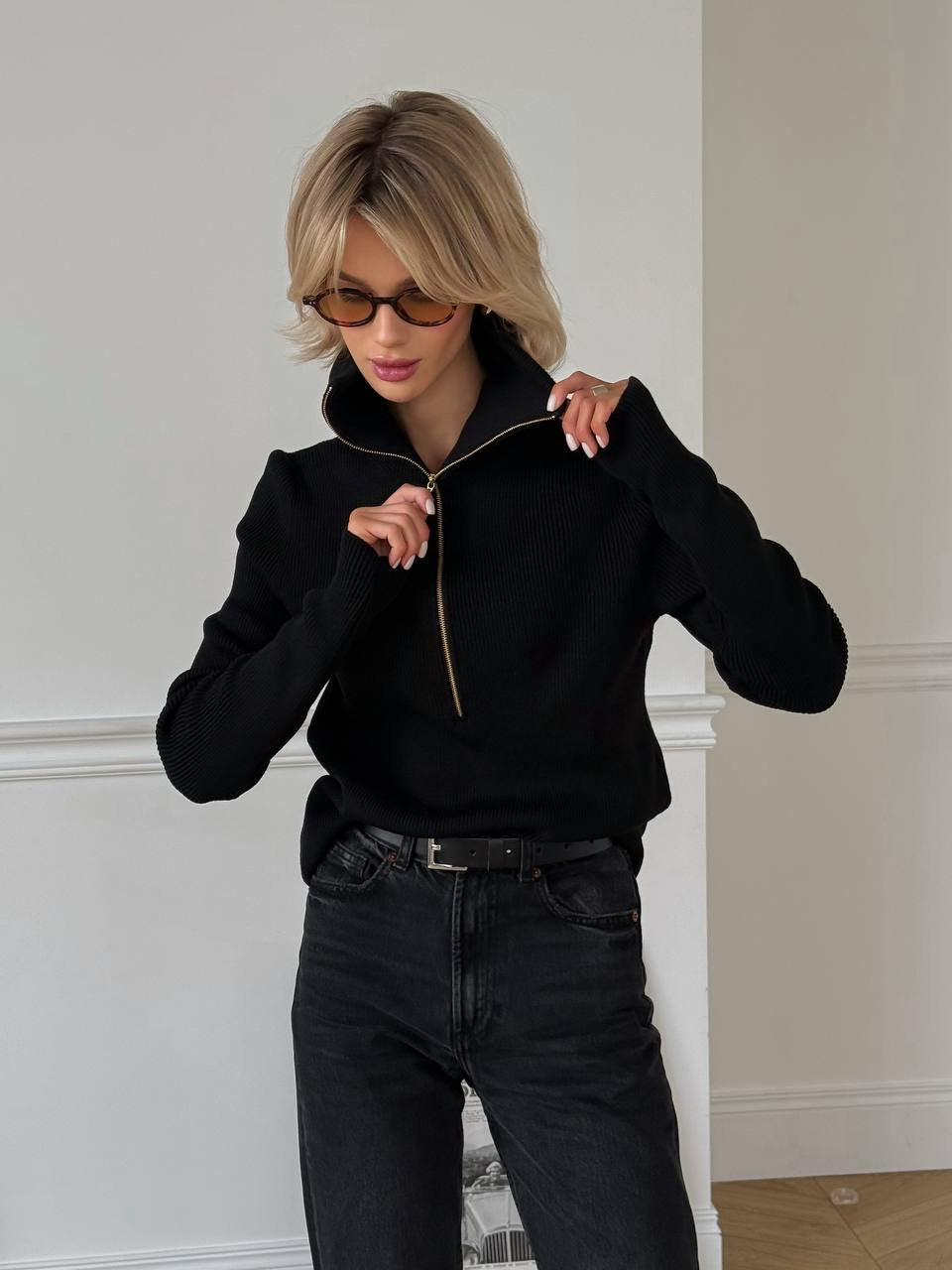 The "Gamma" Zip-Up Knit Jumper