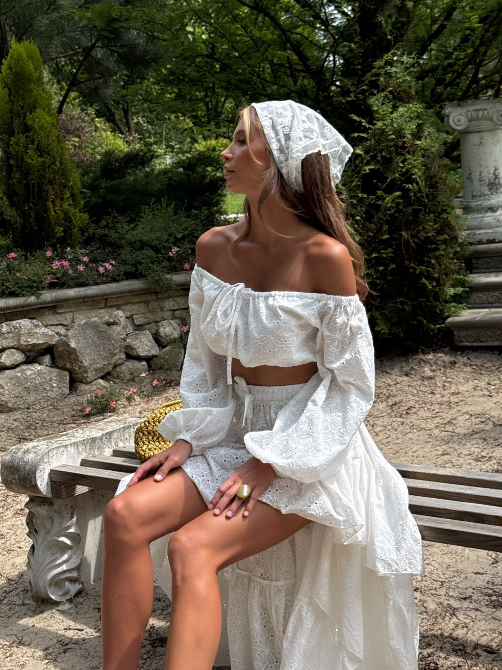 “MARY” Eyelet Cotton Set