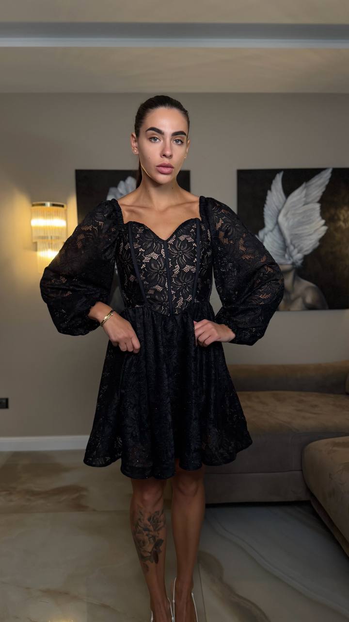 Lace Dress with Corset Bodice