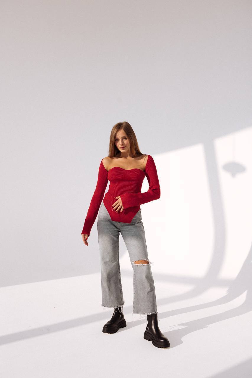 Ribbed Knit Long-Sleeve