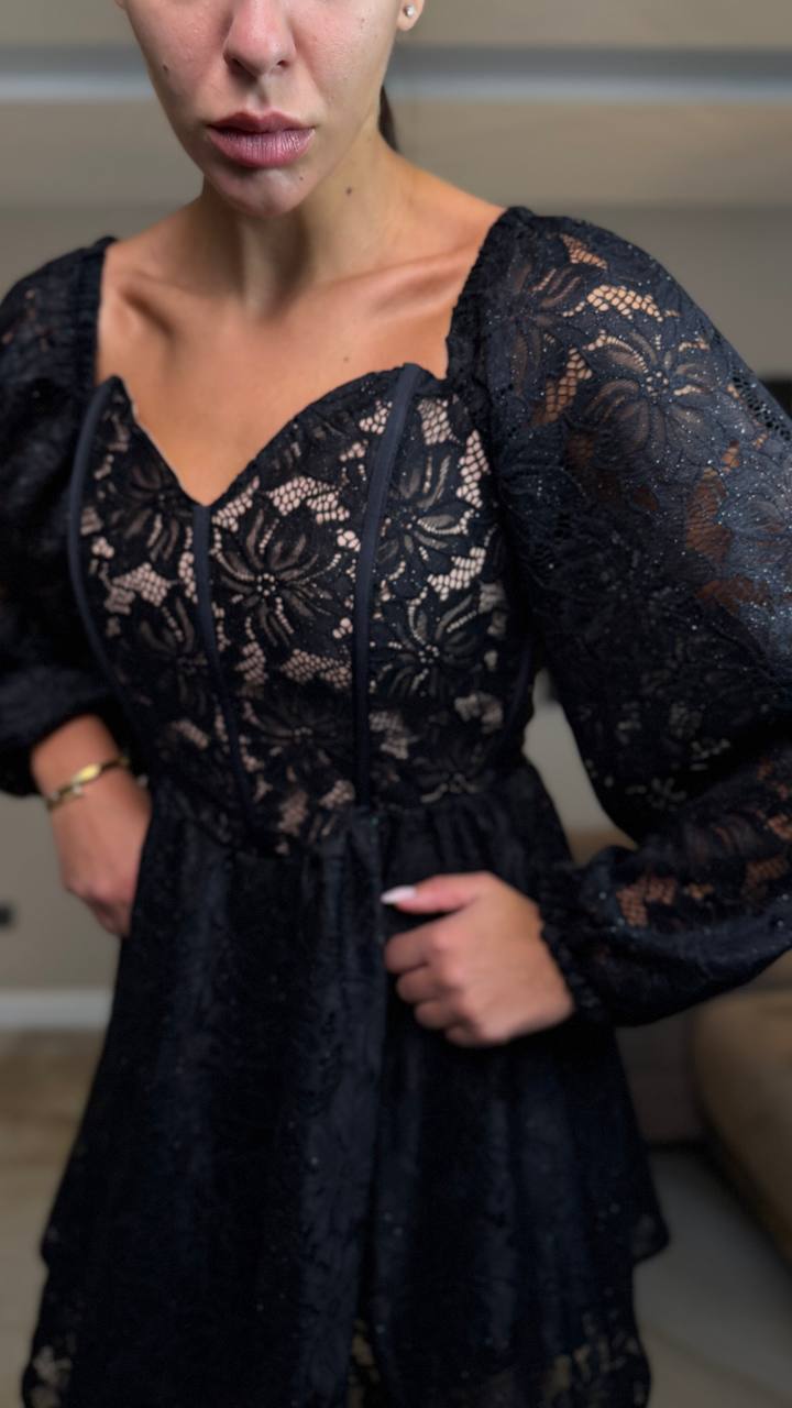 Lace Dress with Corset Bodice