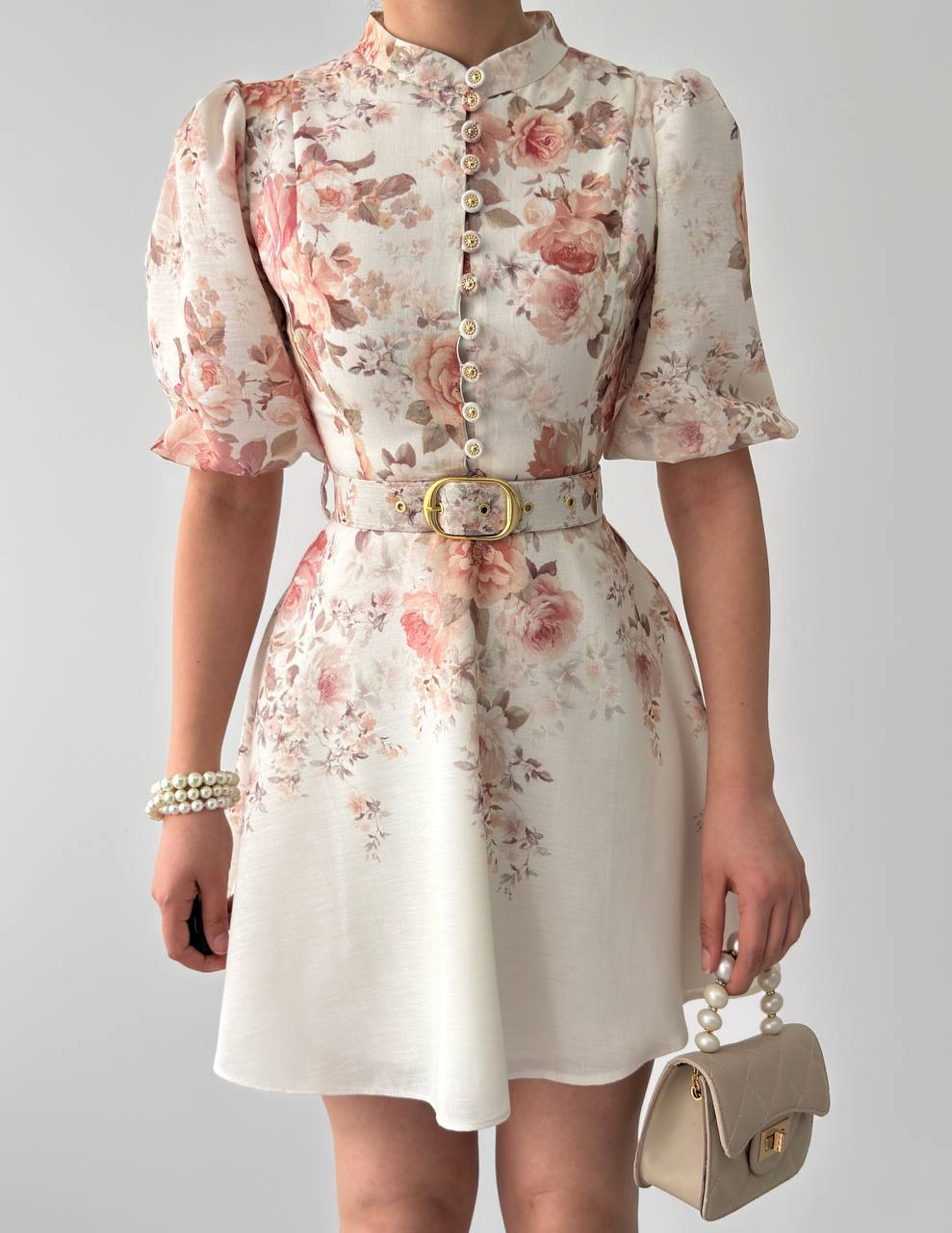 Floral mini dress with short sleeves✨