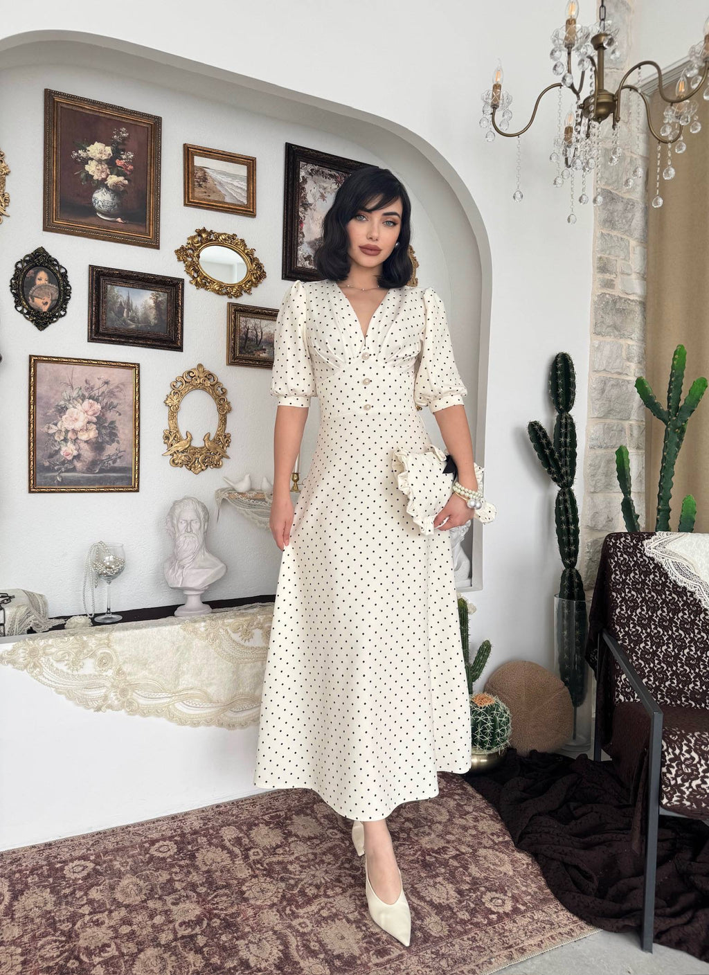 Polka Dot Midi Dress✨