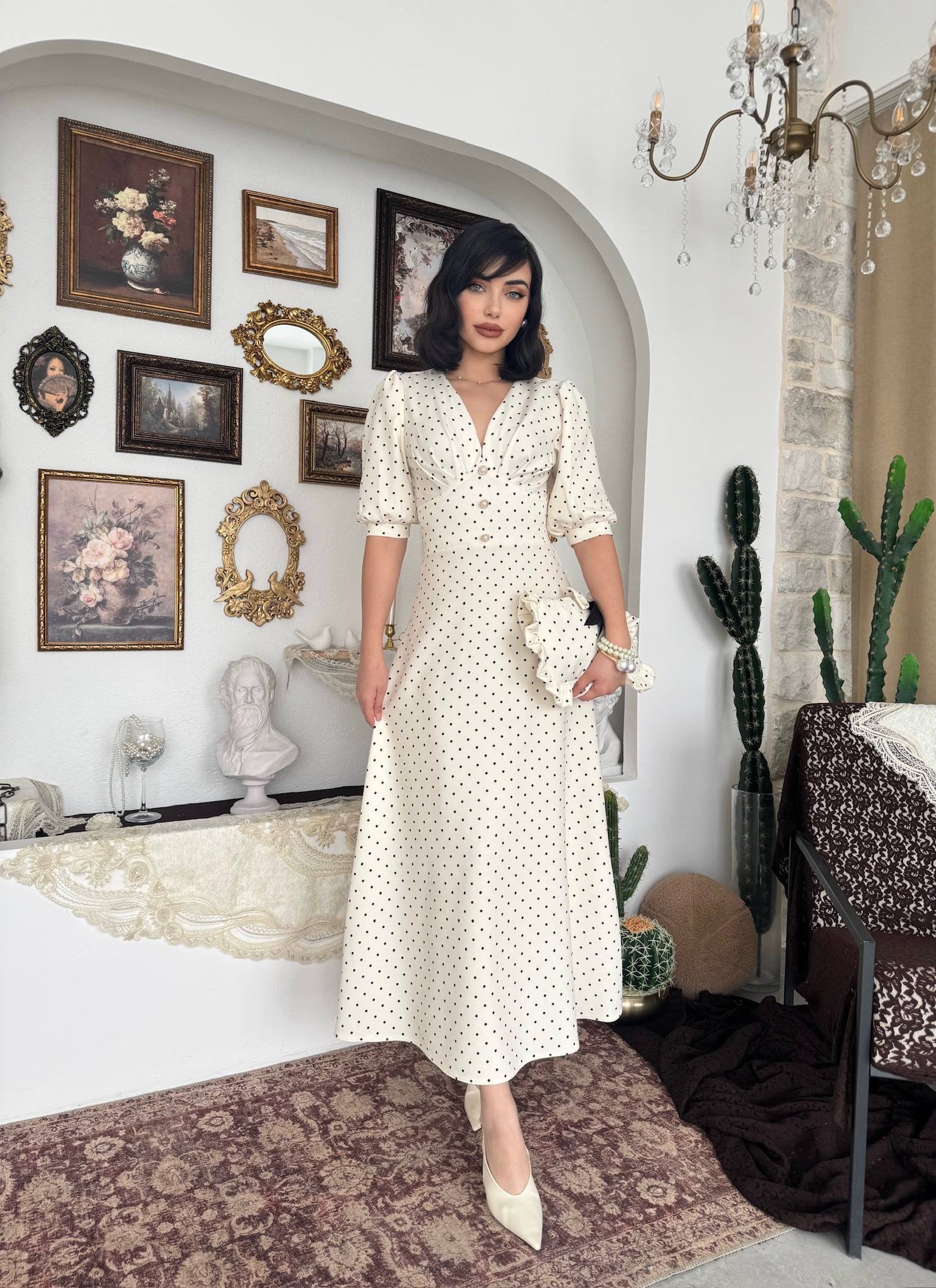 Polka Dot Midi Dress✨
