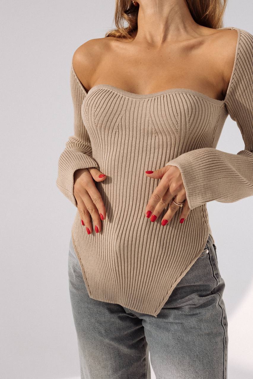 Ribbed Knit Long-Sleeve