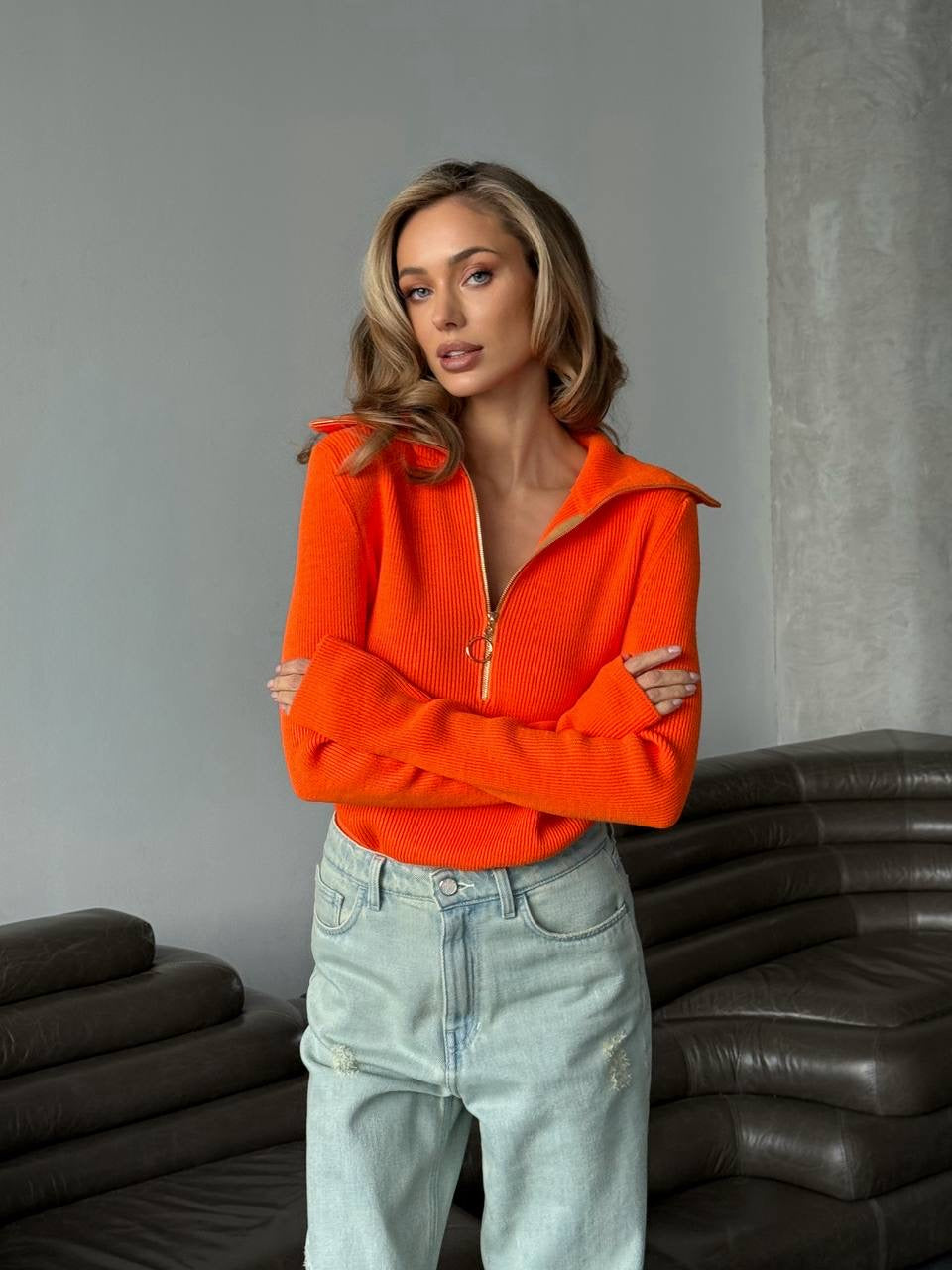 The "Gamma" Zip-Up Knit Jumper