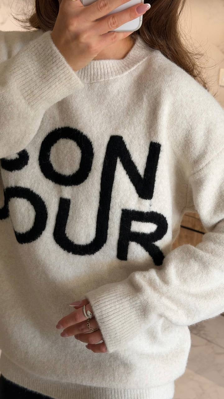 "BONJOUR" Sweater