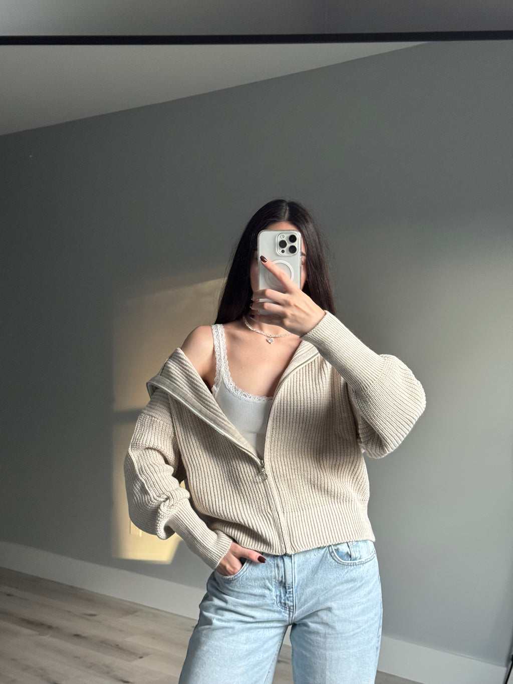 Knitted Zipper Sweater