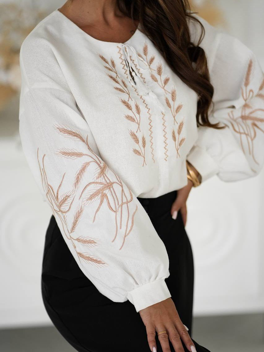 White Embroidered Blouse✨
