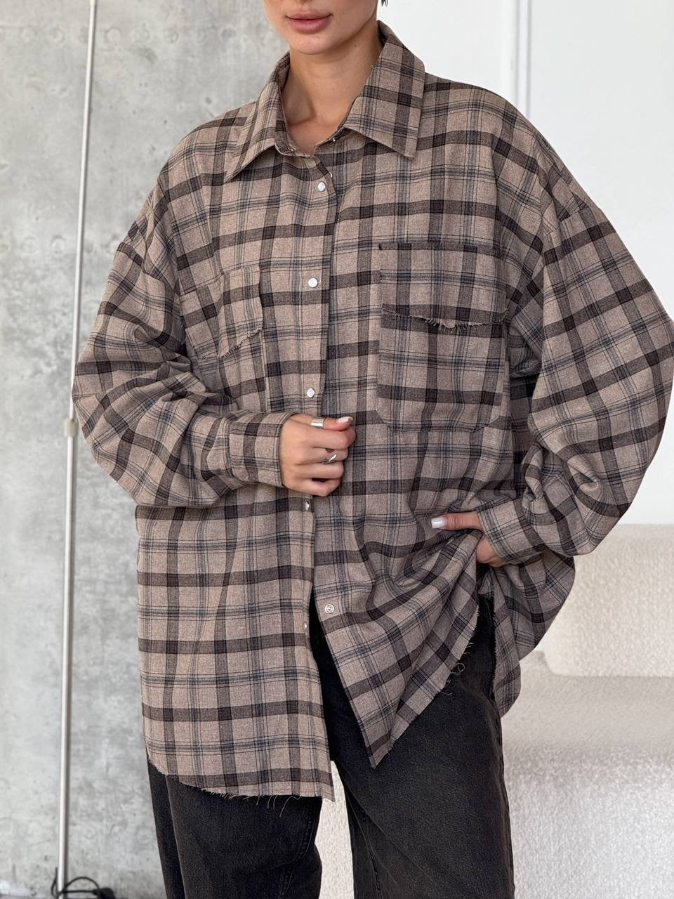 A bright checkered shirt with a matching scarf