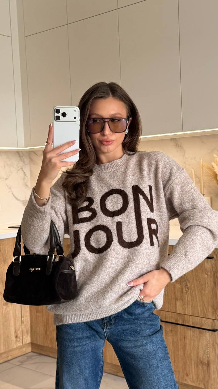 "BONJOUR" Sweater