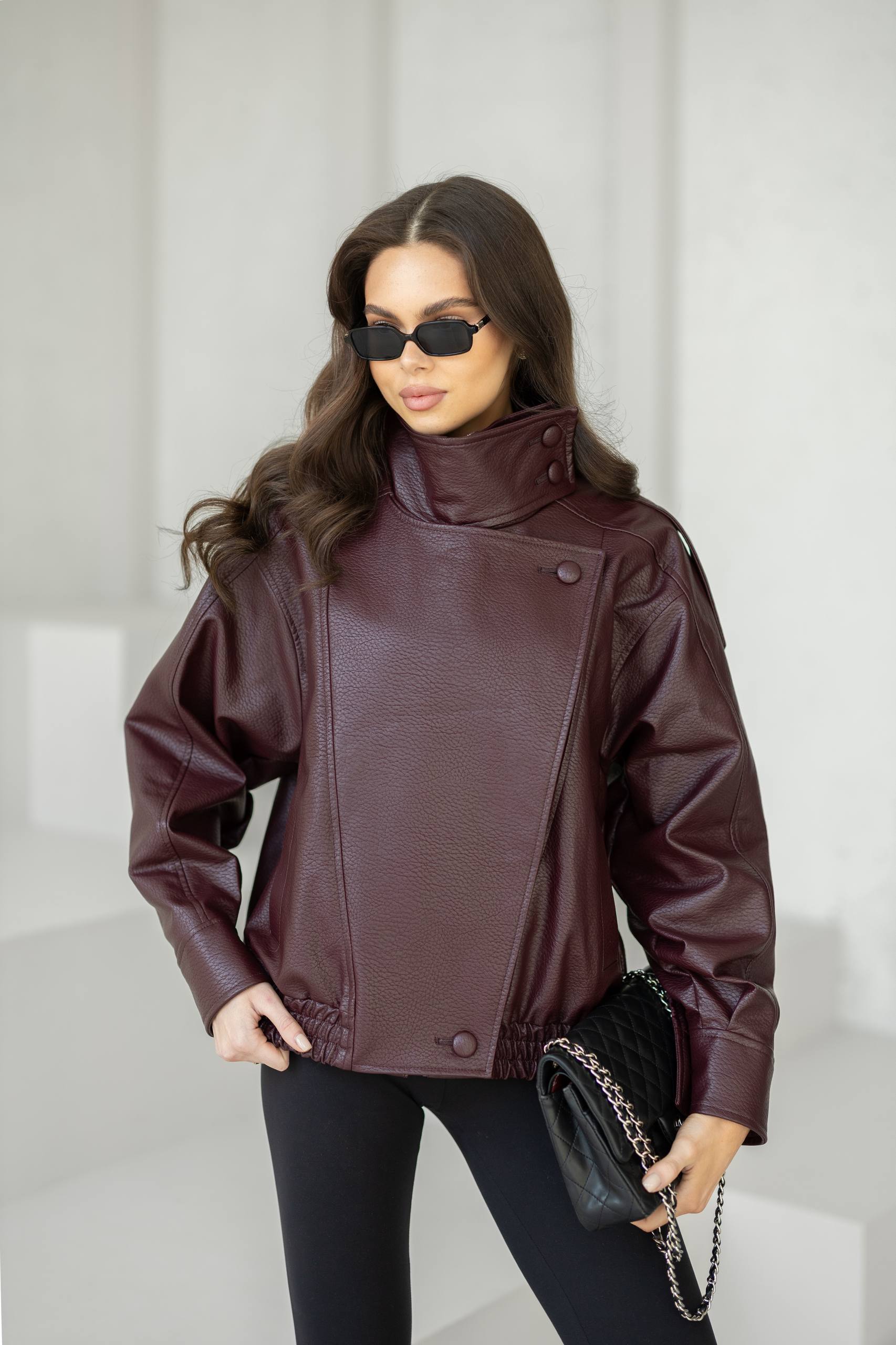 Faux Leather Bomber