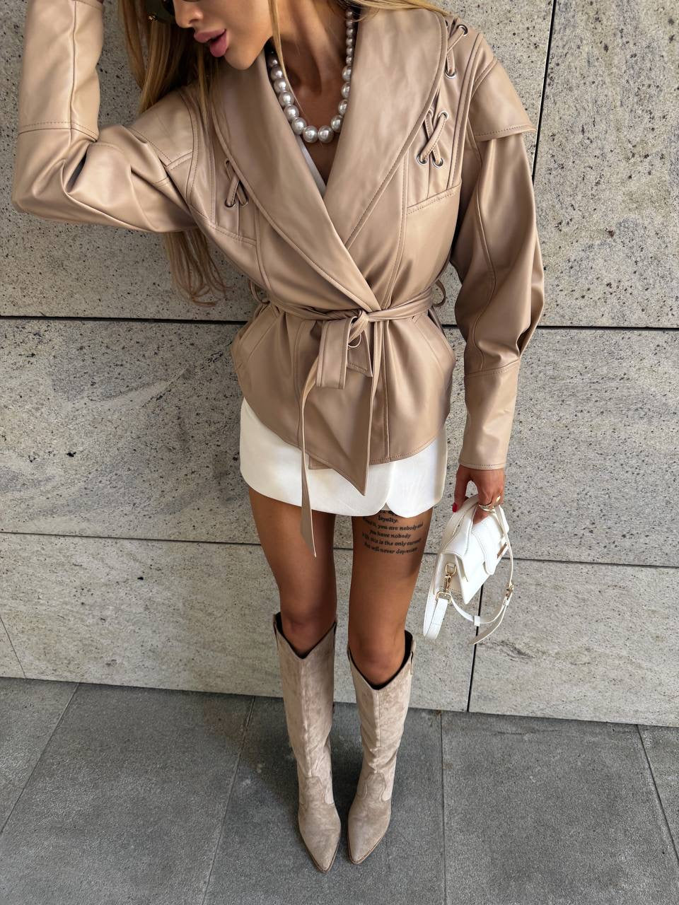 Cropped Faux Leather Jacket