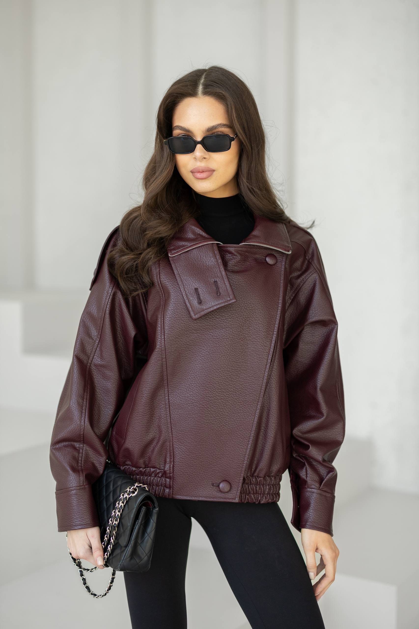Faux Leather Bomber