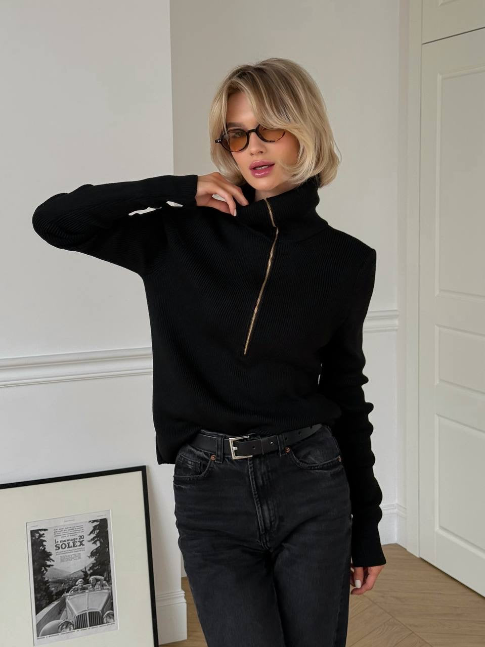 The "Gamma" Zip-Up Knit Jumper