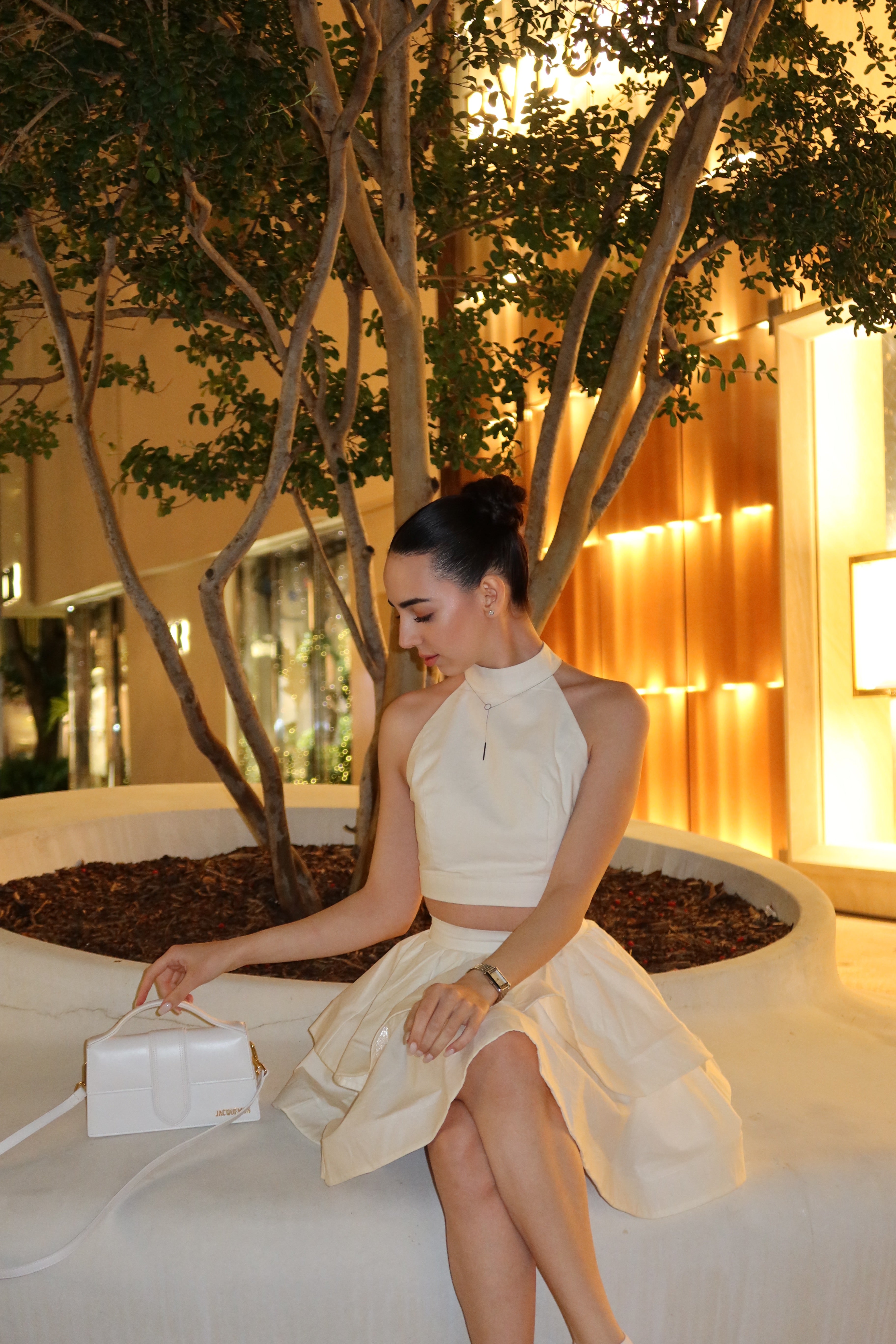 set with a crop top and flared skirt