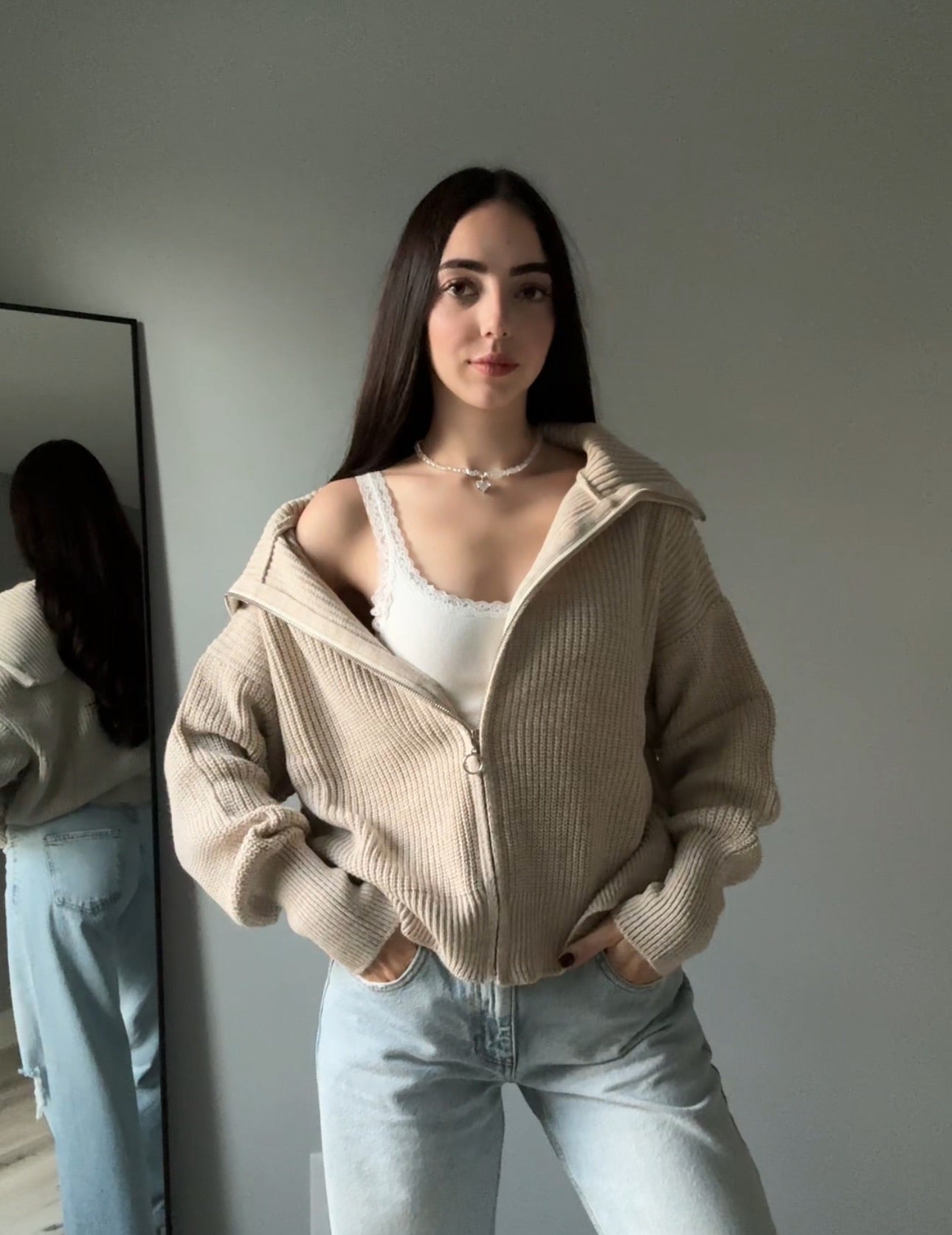 Knitted Zipper Sweater