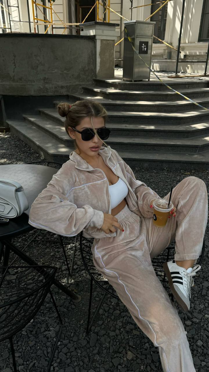 Velour Suit with a Perfect Fit