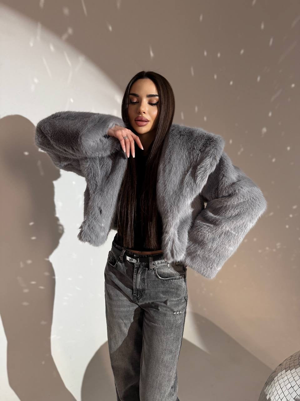 Cropped Faux Fur Coat