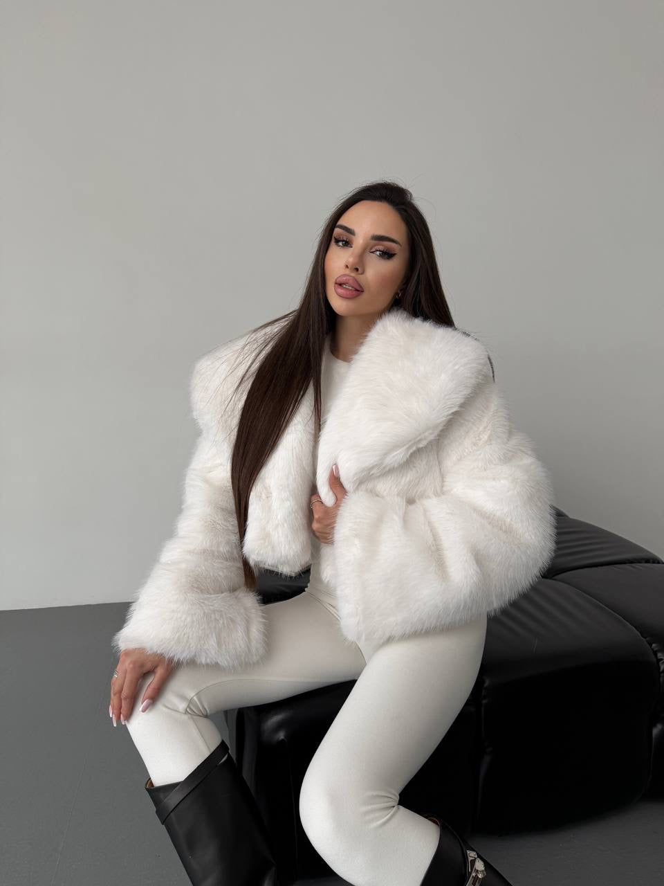 Cropped Faux Fur Coat