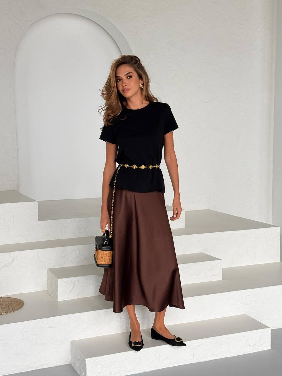 Satin Midi Skirt