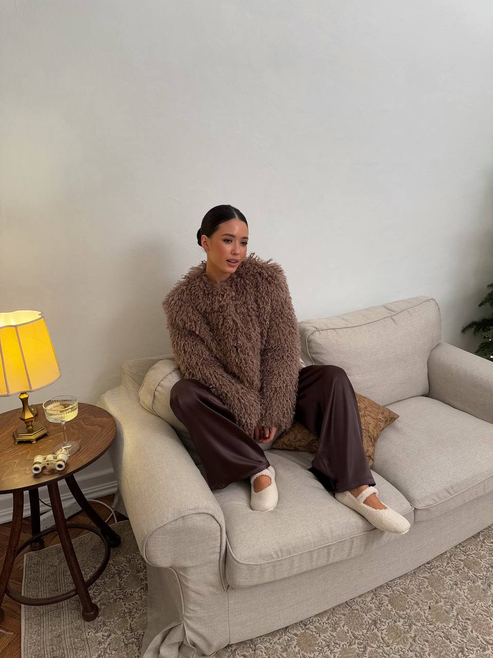 Soft Faux Llama Fur Coat