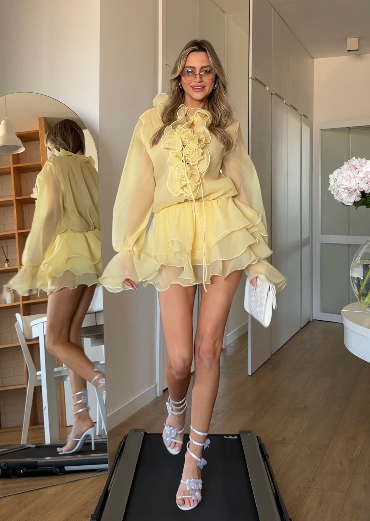 Chiffon Ruffle Mini Dress