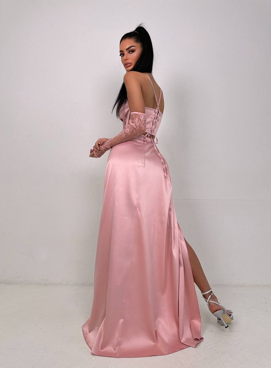 Set: corset + gloves + maxi skirt