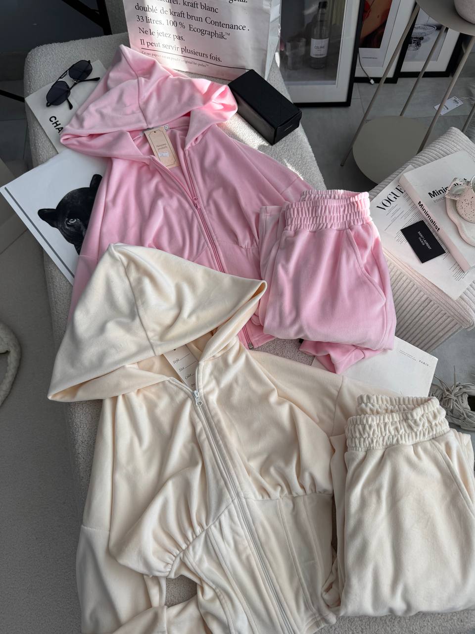 Velour set with a corset-style design