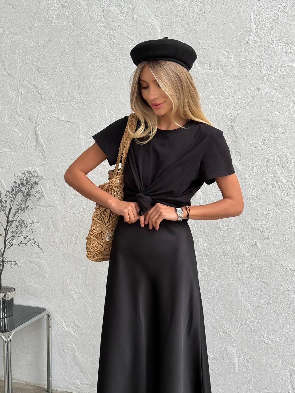 Satin Midi Skirt
