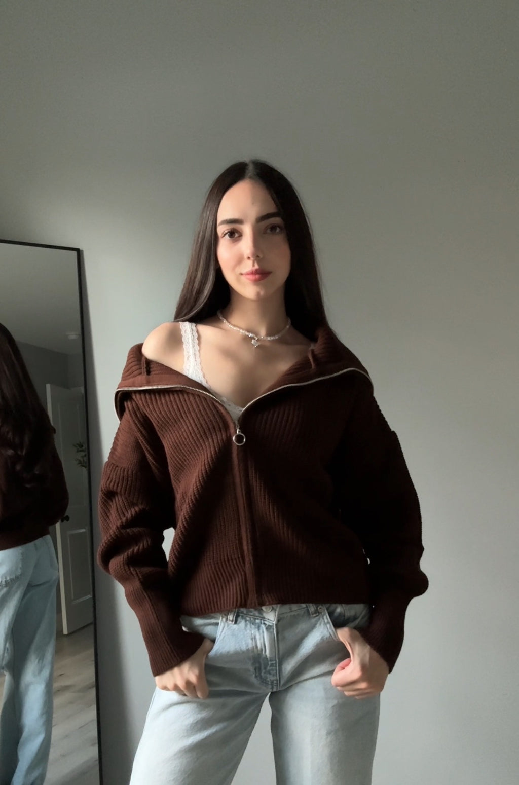 Knitted Zipper Sweater