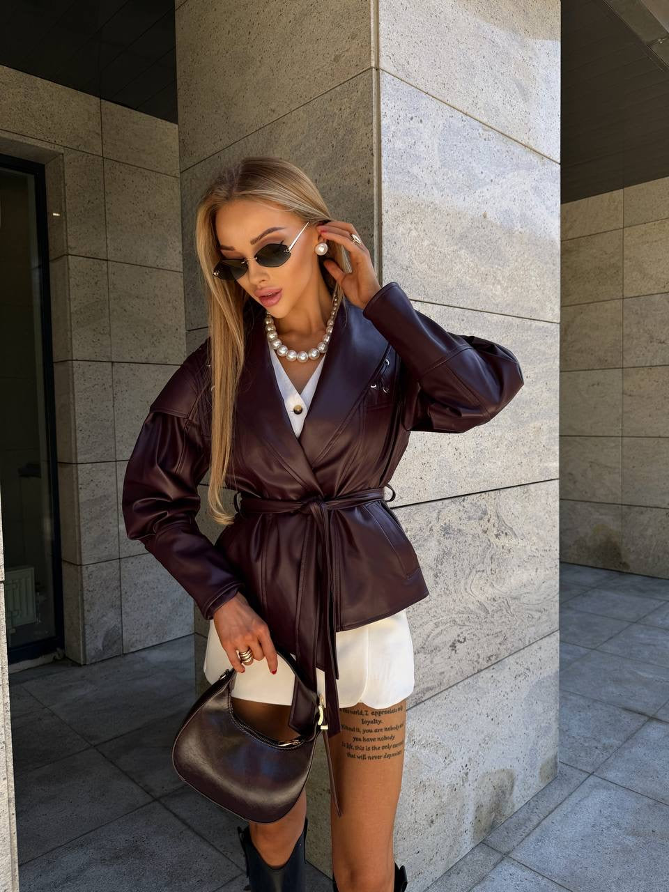 Cropped Faux Leather Jacket