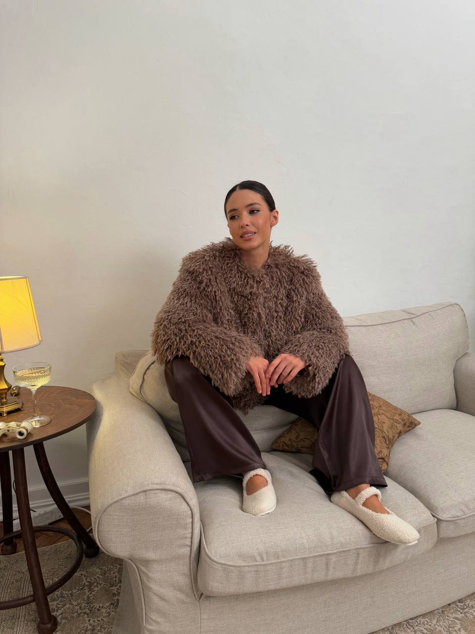 Soft Faux Llama Fur Coat