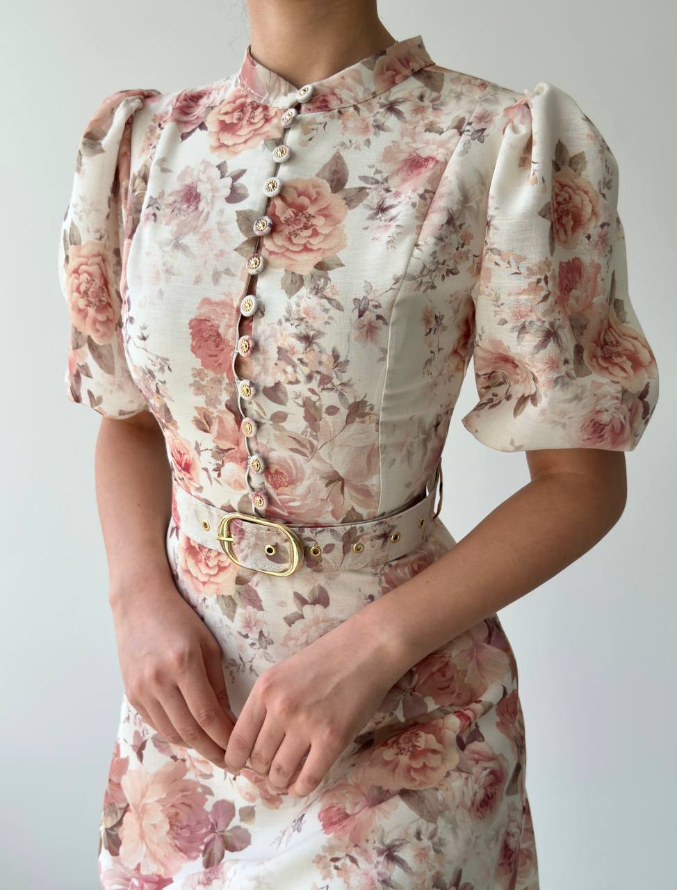 Floral midi dress with short sleeves✨